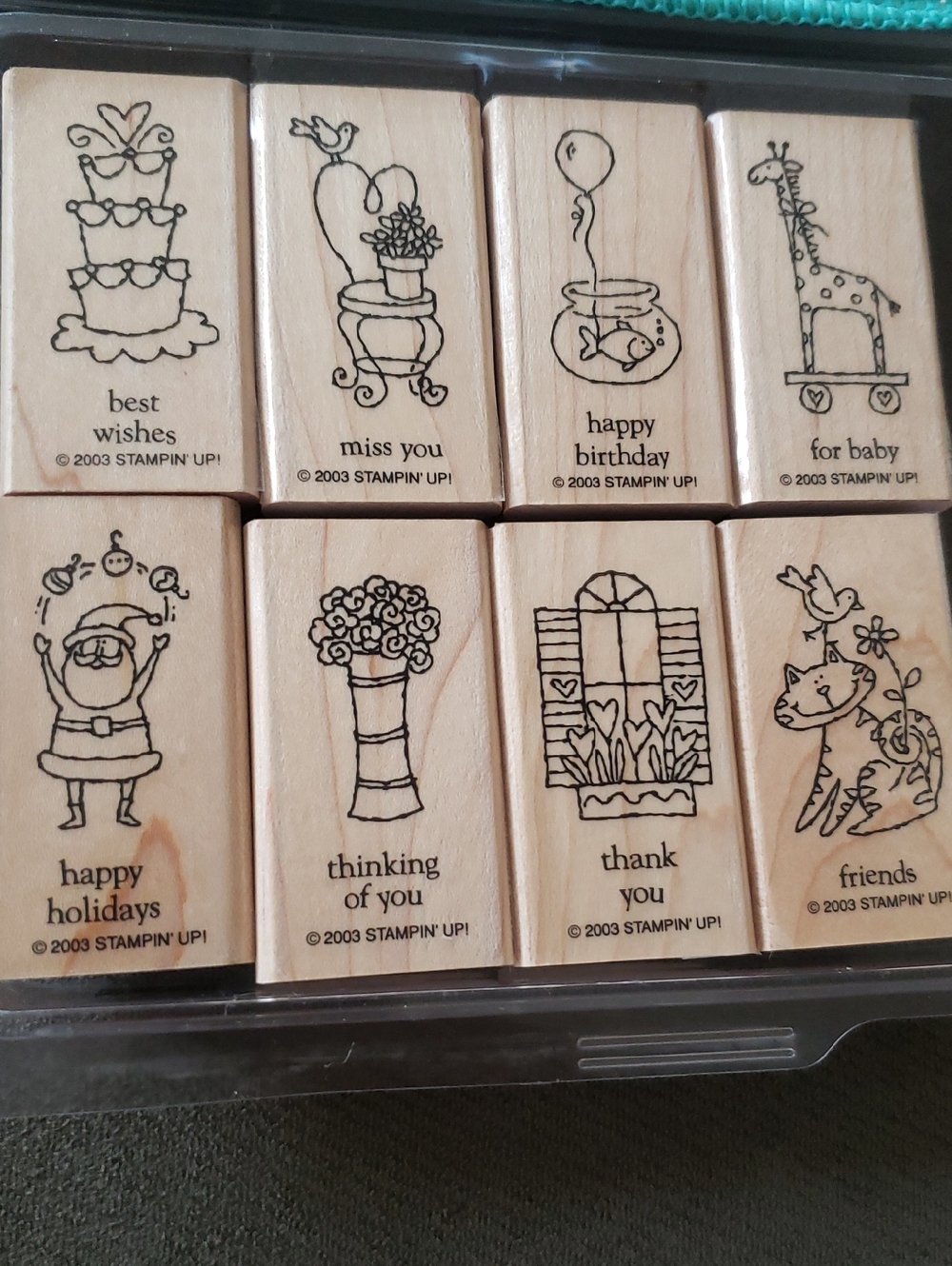 Stampin Up Whimsical Doodle All-Around Occasion Wood Block Rubber Stamps Retired